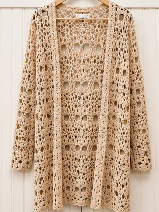 Altar'd State Sweaters - Altar'd State NWT Open Knit Crochet Cardigan Duster Cream Boho M/L